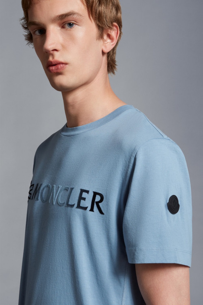 Camiseta Moncler Logo T Hombre Azules | FUGM-82495