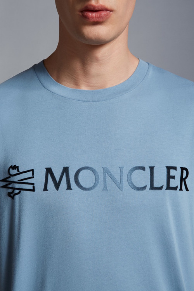 Camiseta Moncler Logo T Hombre Azules | FUGM-82495