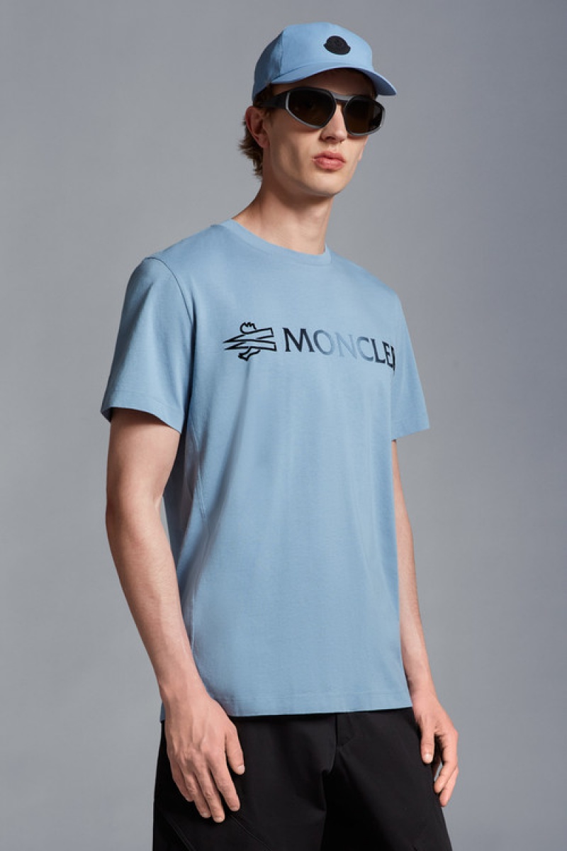 Camiseta Moncler Logo T Hombre Azules | FUGM-82495