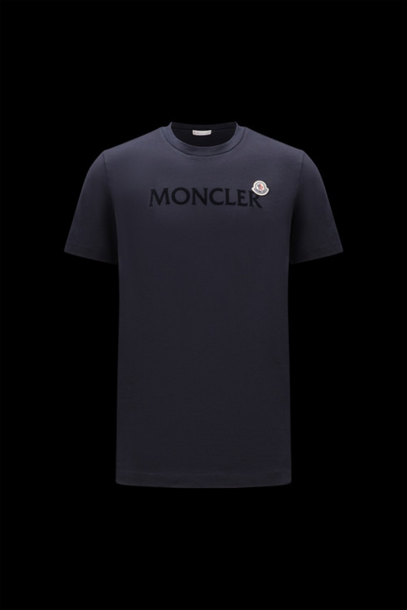 Camiseta Moncler Logo T Hombre Azules | OYZL-89674