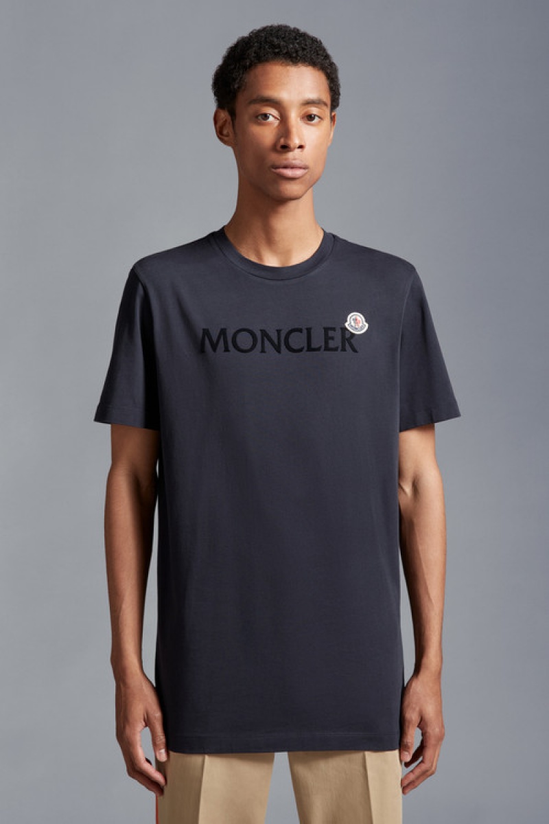 Camiseta Moncler Logo T Hombre Azules | OYZL-89674