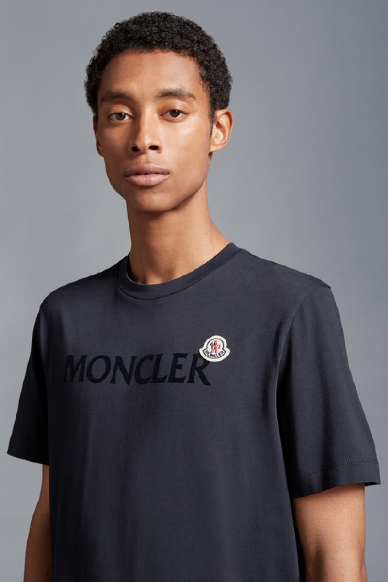 Camiseta Moncler Logo T Hombre Azules | OYZL-89674