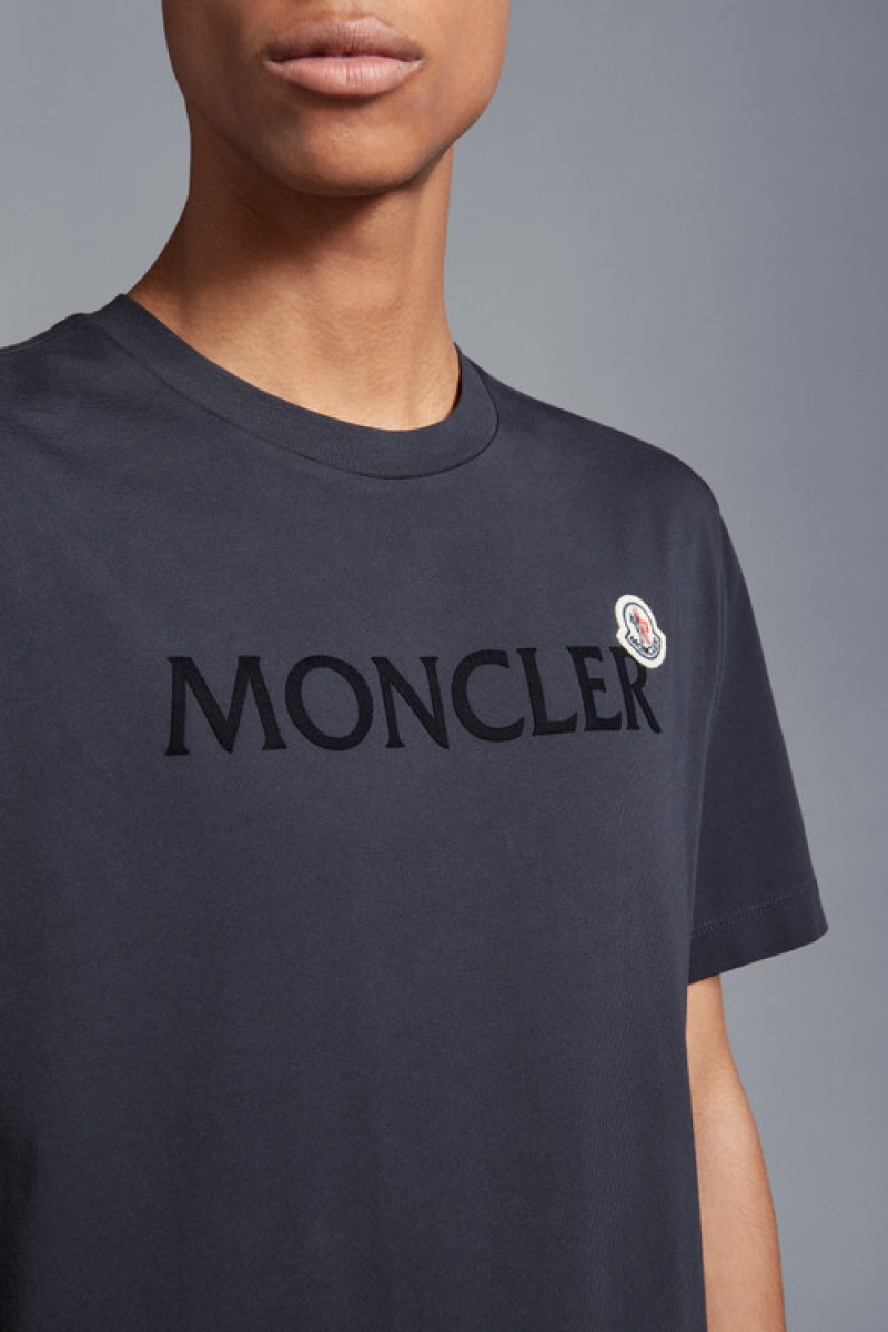 Camiseta Moncler Logo T Hombre Azules | OYZL-89674