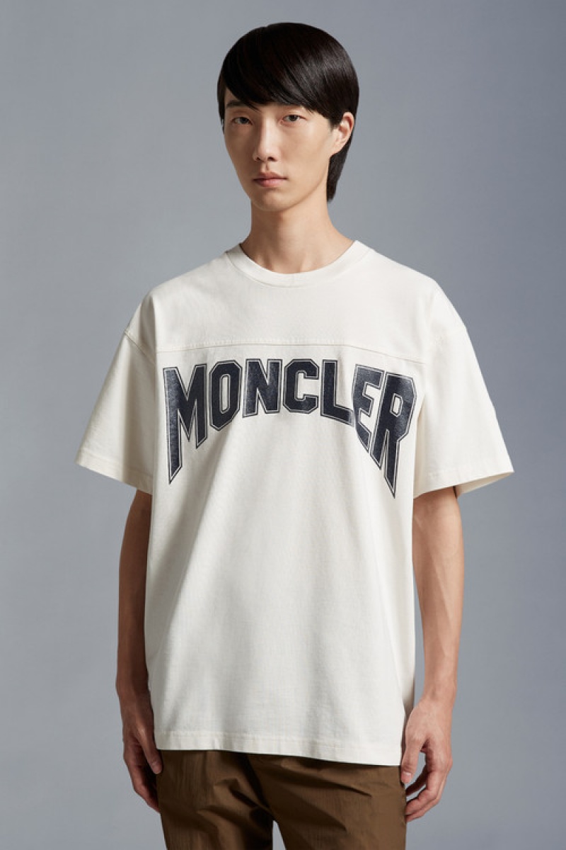 Camiseta Moncler Logo T Hombre Blancos | JOCE-08912