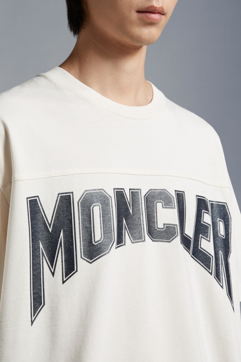 Camiseta Moncler Logo T Hombre Blancos | JOCE-08912