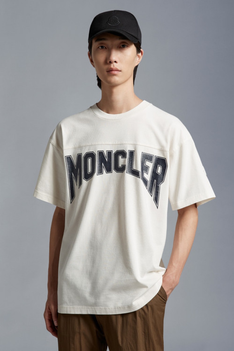 Camiseta Moncler Logo T Hombre Blancos | JOCE-08912