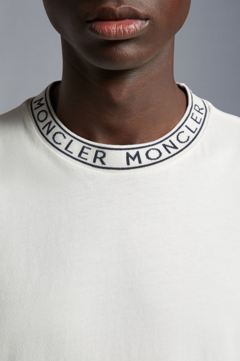 Camiseta Moncler Logo T Hombre Blancos | HIDV-19762