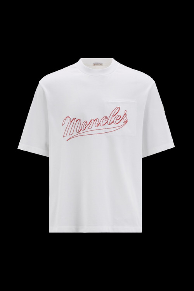 Camiseta Moncler Logo T Hombre Blancos | NFHW-31865