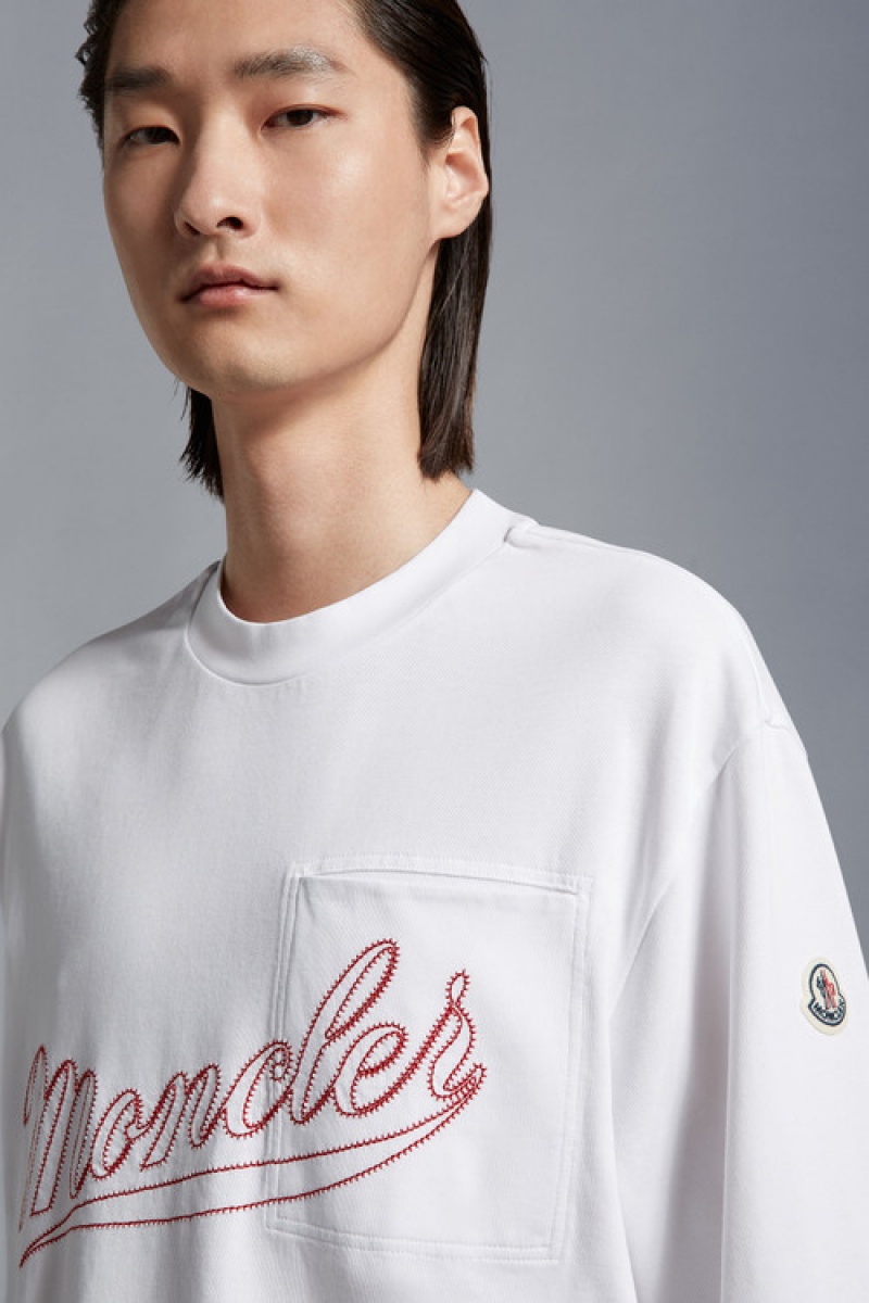 Camiseta Moncler Logo T Hombre Blancos | NFHW-31865