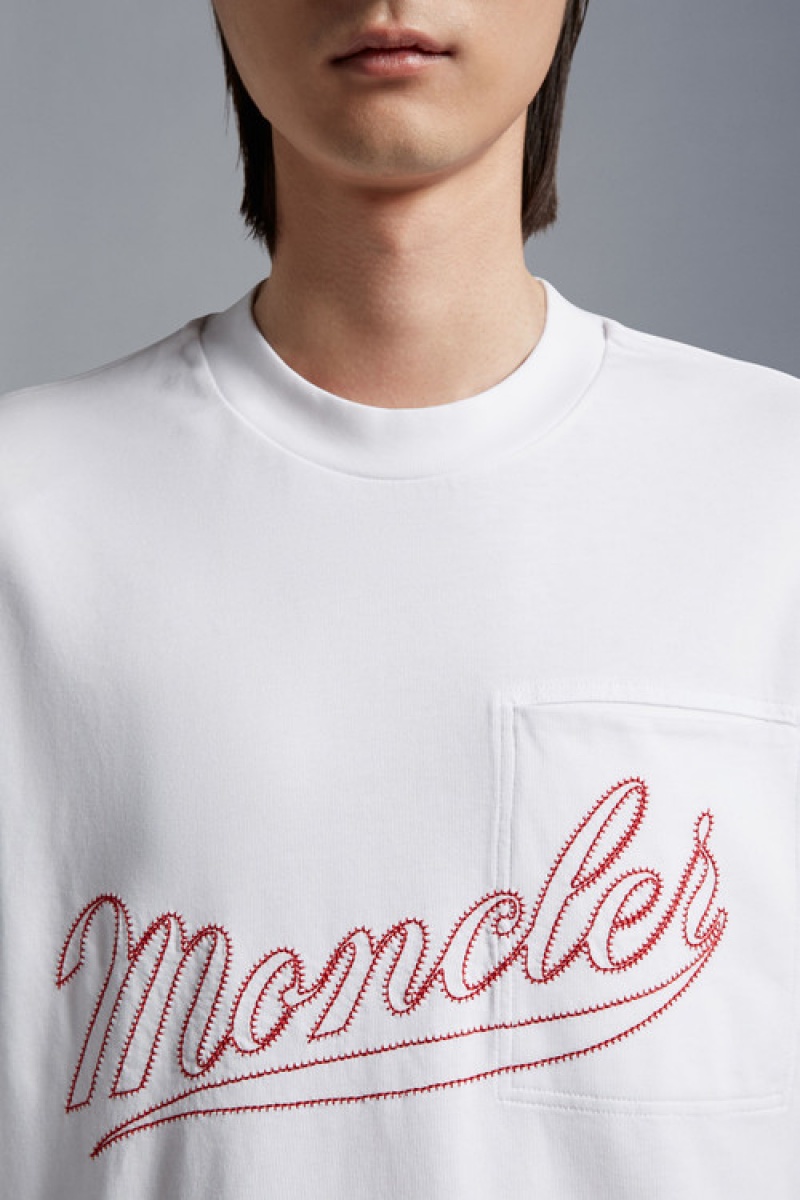 Camiseta Moncler Logo T Hombre Blancos | NFHW-31865