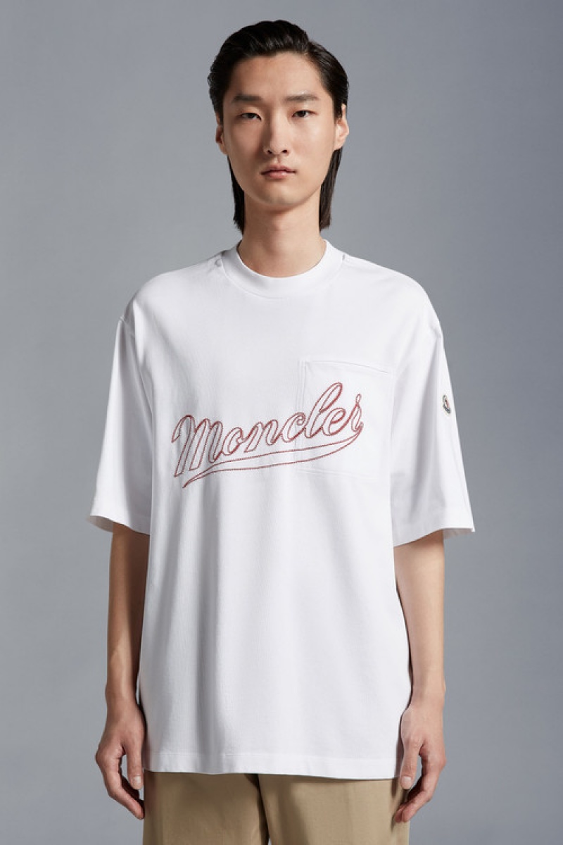 Camiseta Moncler Logo T Hombre Blancos | NFHW-31865