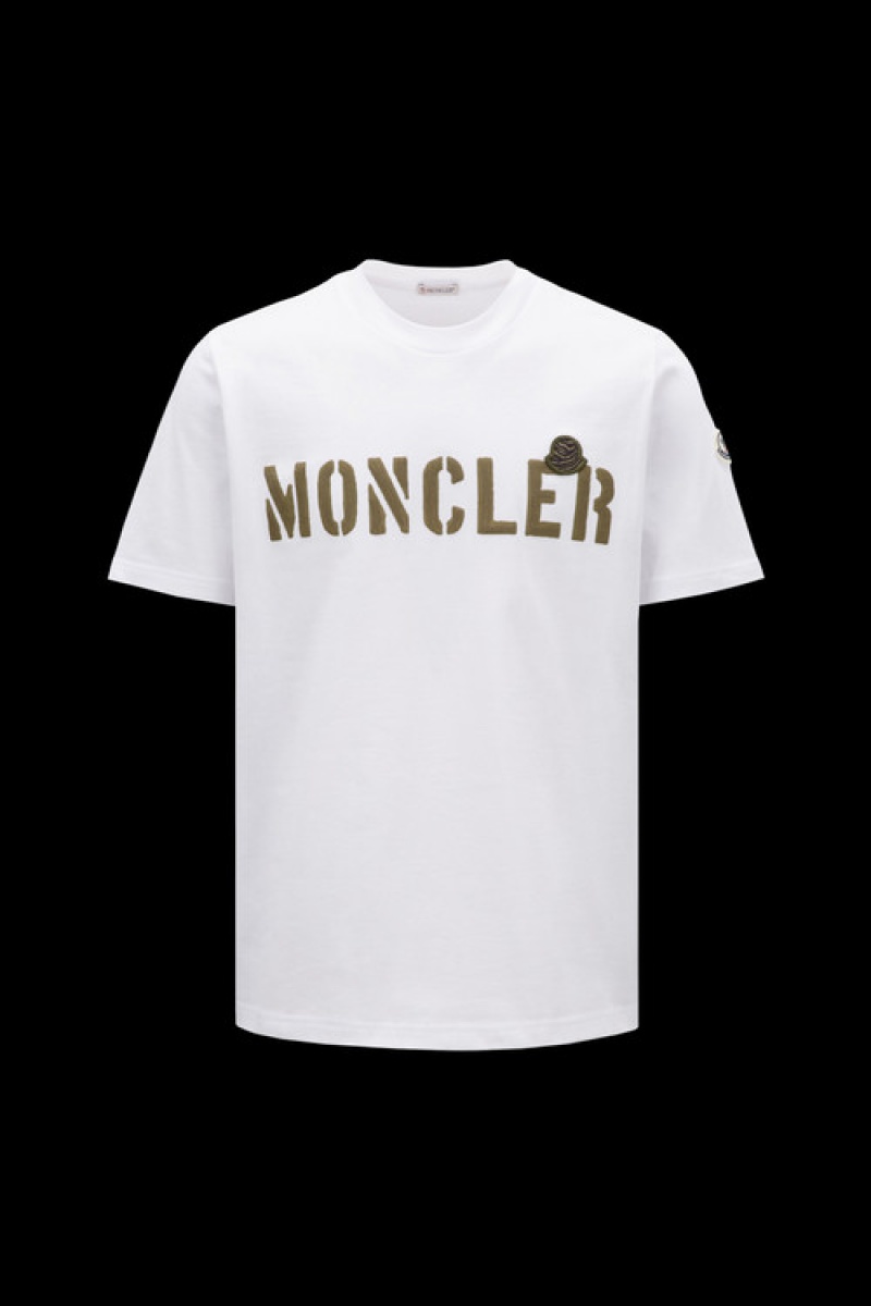 Camiseta Moncler Logo T Hombre Blancos | ZMWH-70194