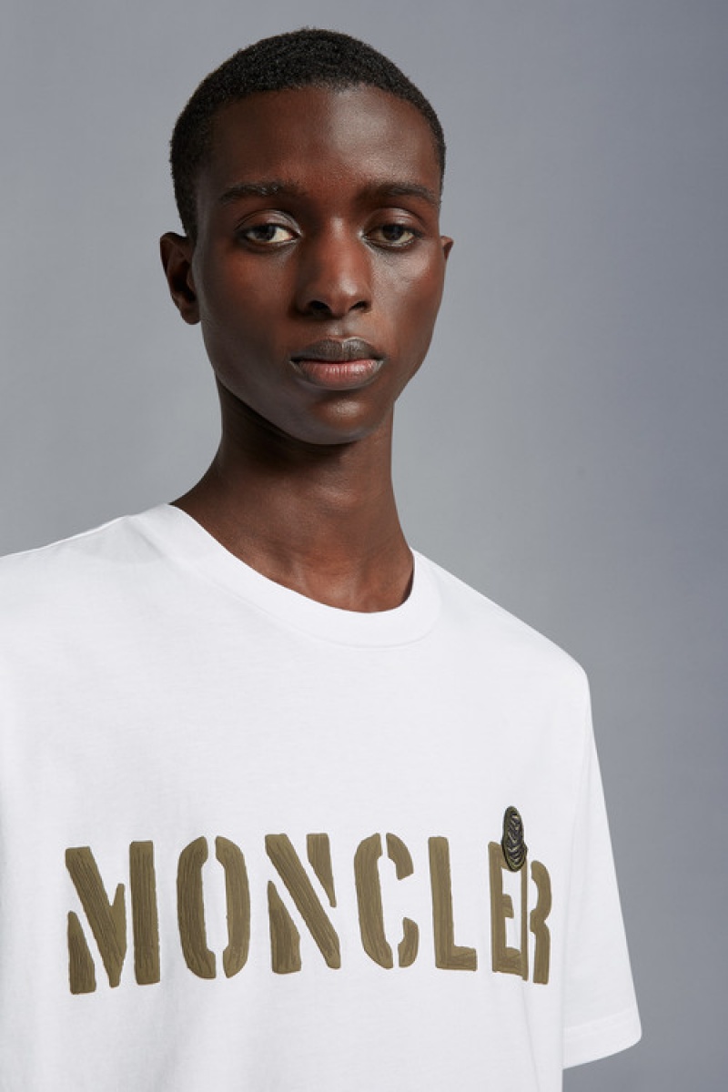 Camiseta Moncler Logo T Hombre Blancos | ZMWH-70194