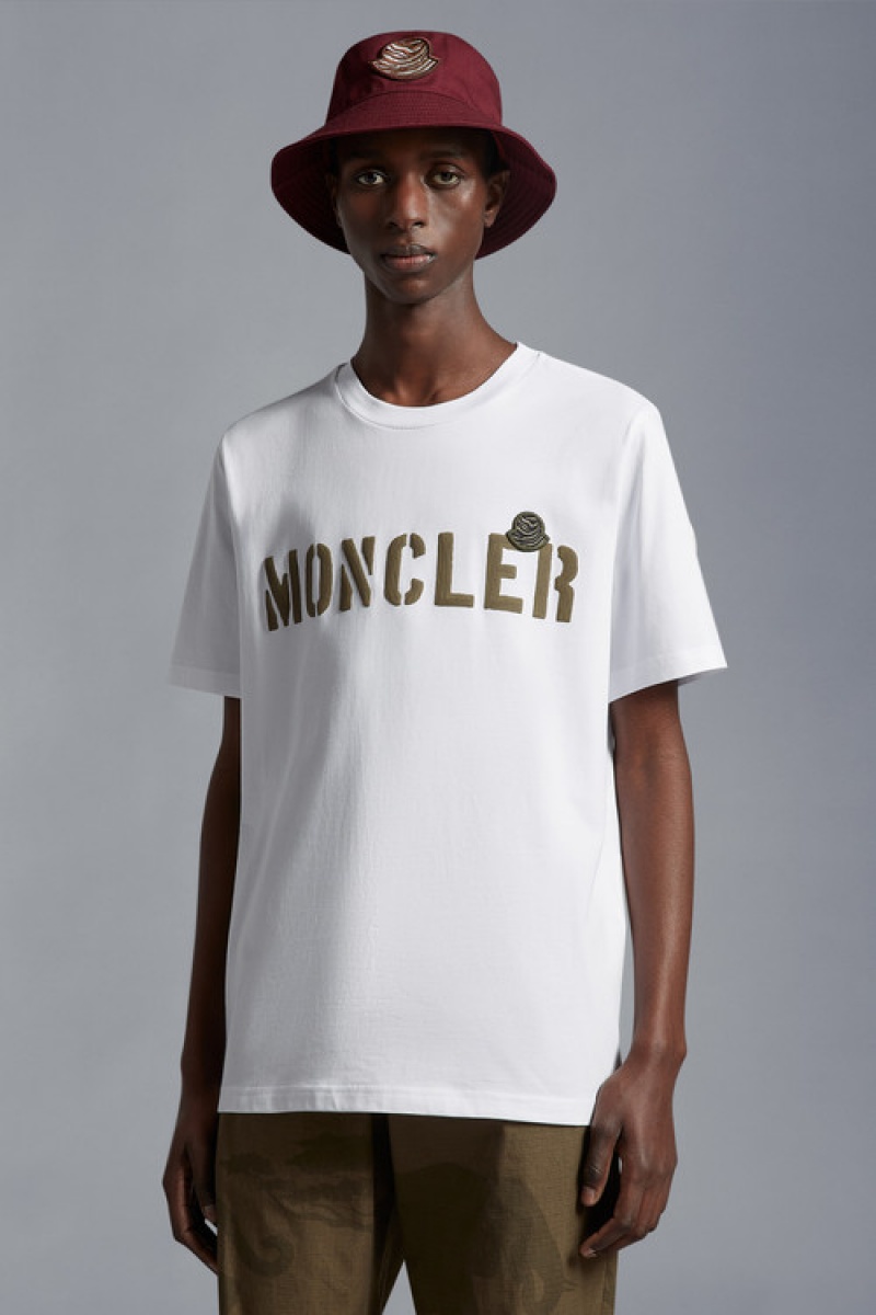 Camiseta Moncler Logo T Hombre Blancos | ZMWH-70194