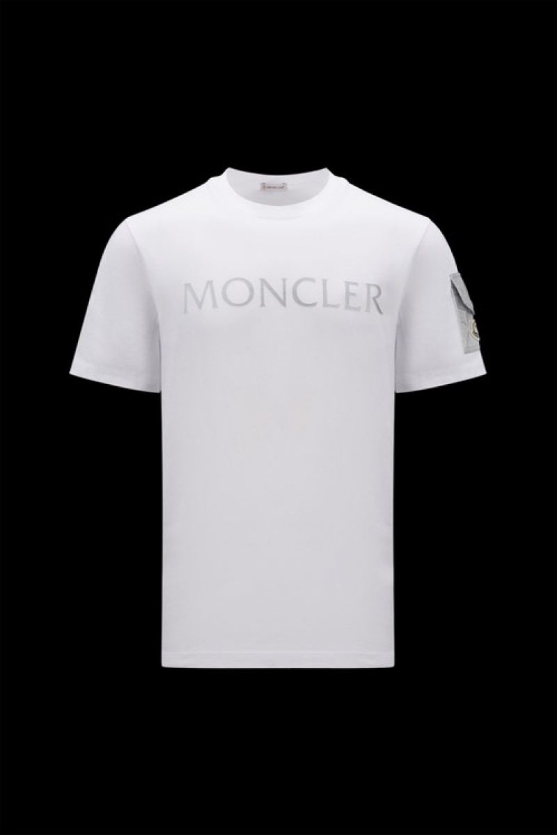 Camiseta Moncler Logo T Hombre Blancos | EZIT-42059