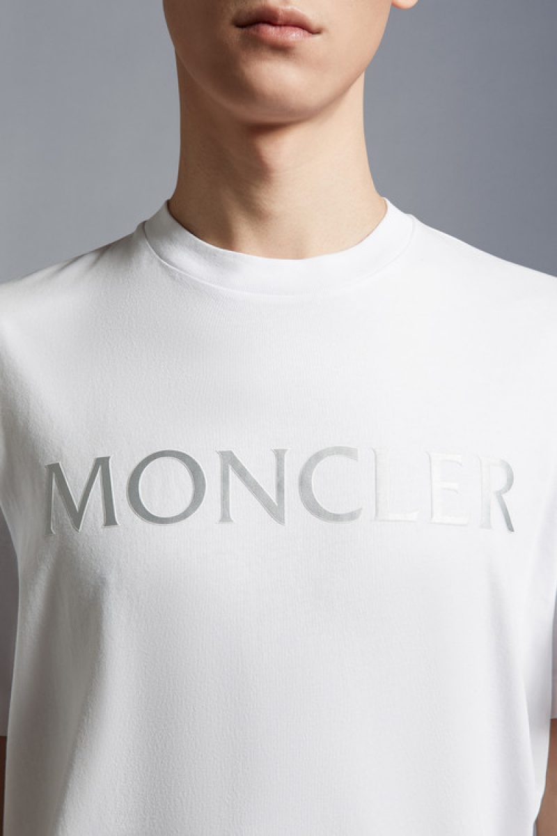 Camiseta Moncler Logo T Hombre Blancos | EZIT-42059