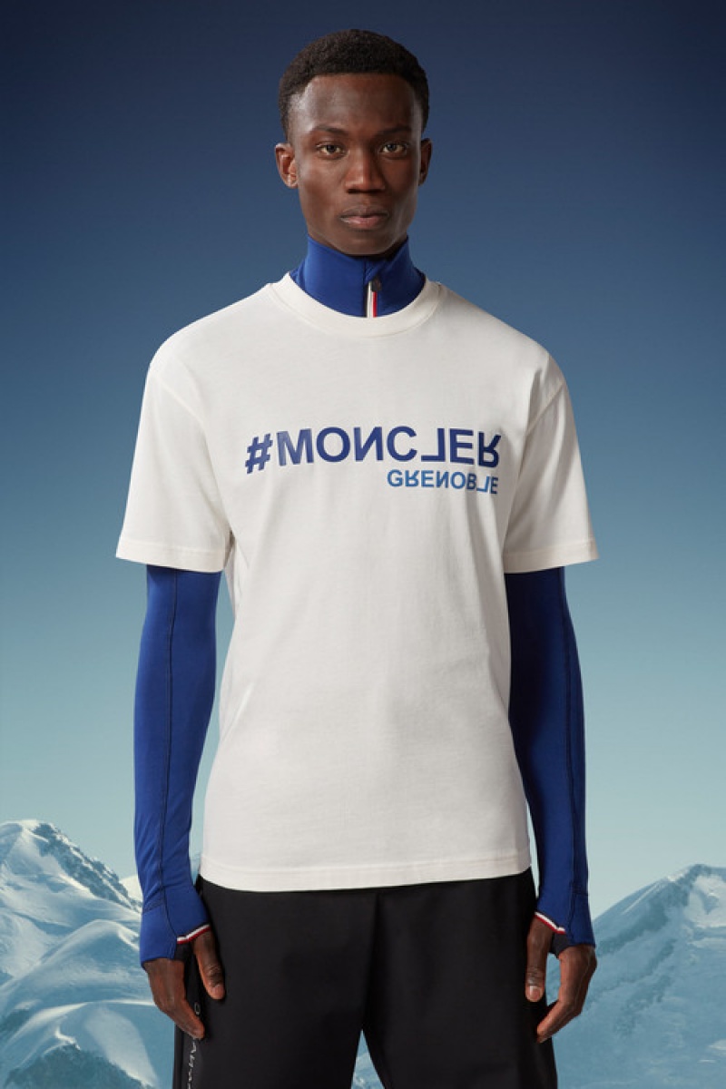 Camiseta Moncler Logo T Hombre Blancos | OWGD-48091