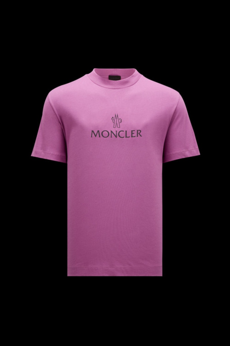 Camiseta Moncler Logo T Hombre Morados | VAXG-50364