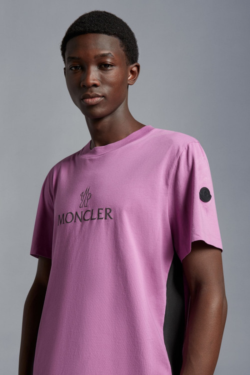 Camiseta Moncler Logo T Hombre Morados | VAXG-50364