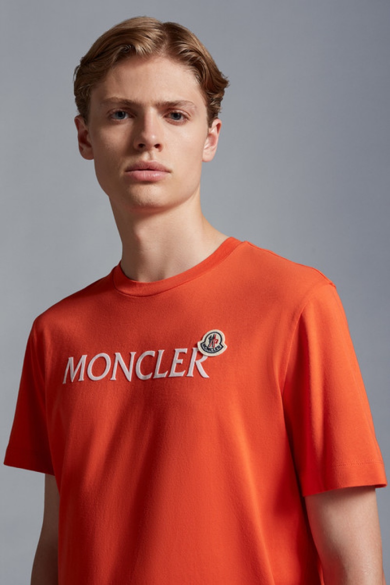 Camiseta Moncler Logo T Hombre Naranjas | WJRG-27581