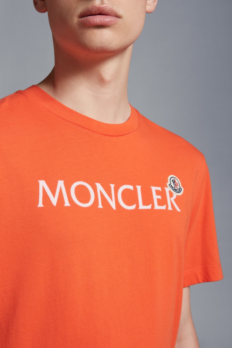 Camiseta Moncler Logo T Hombre Naranjas | WJRG-27581