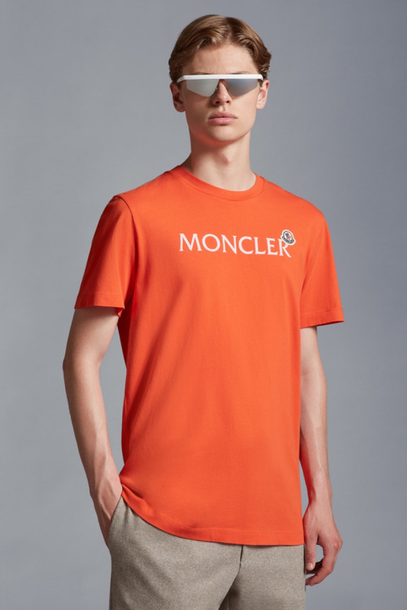 Camiseta Moncler Logo T Hombre Naranjas | WJRG-27581