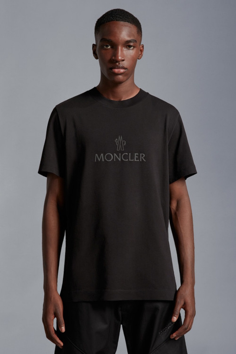 Camiseta Moncler Logo T Hombre Negros | ATBO-64915