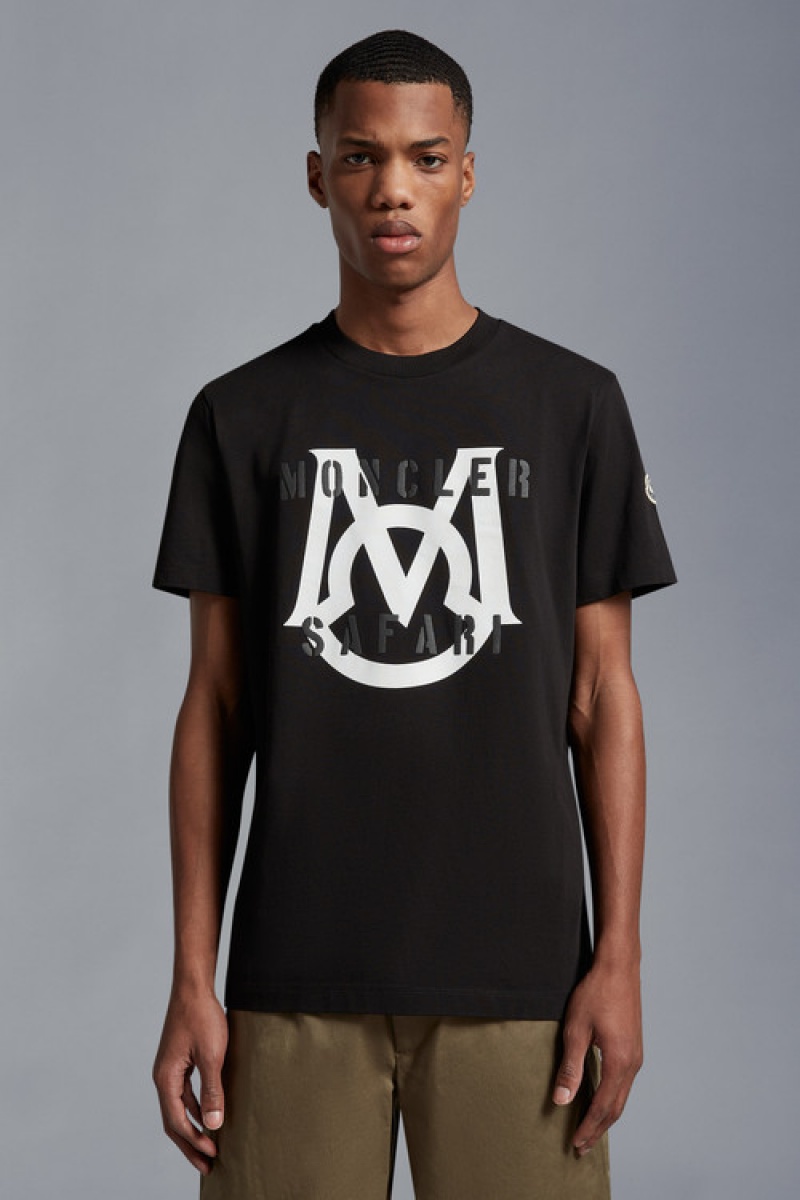 Camiseta Moncler Logo T Hombre Negros | CEVO-92871