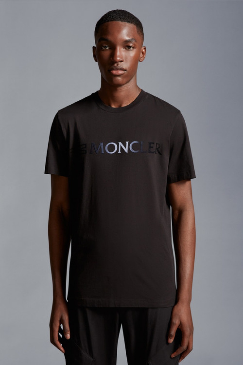 Camiseta Moncler Logo T Hombre Negros | GBPK-75648