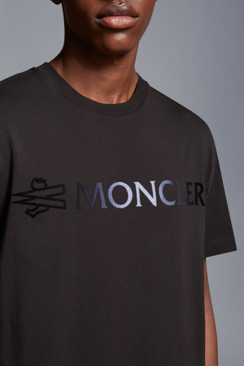 Camiseta Moncler Logo T Hombre Negros | GBPK-75648