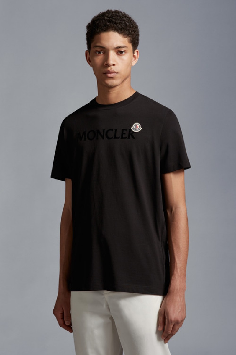 Camiseta Moncler Logo T Hombre Negros | GWIJ-08514