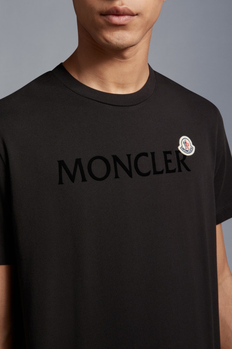 Camiseta Moncler Logo T Hombre Negros | GWIJ-08514