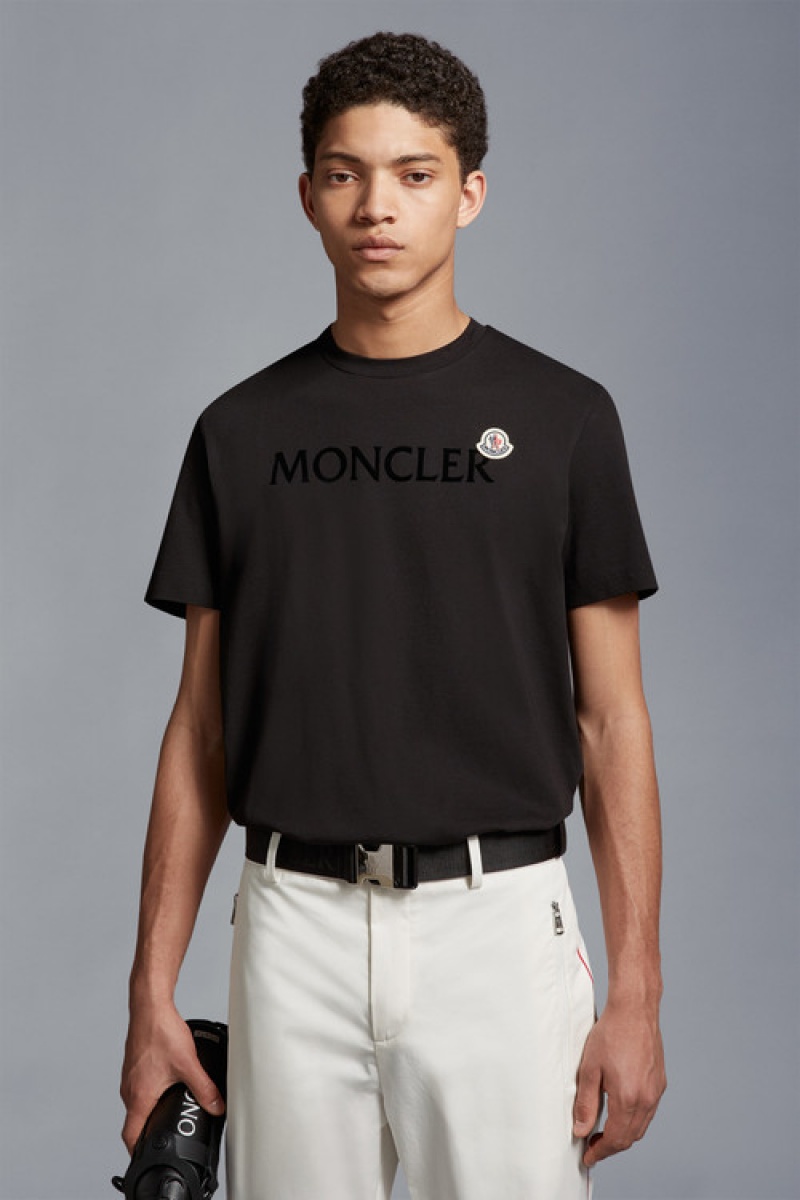 Camiseta Moncler Logo T Hombre Negros | GWIJ-08514