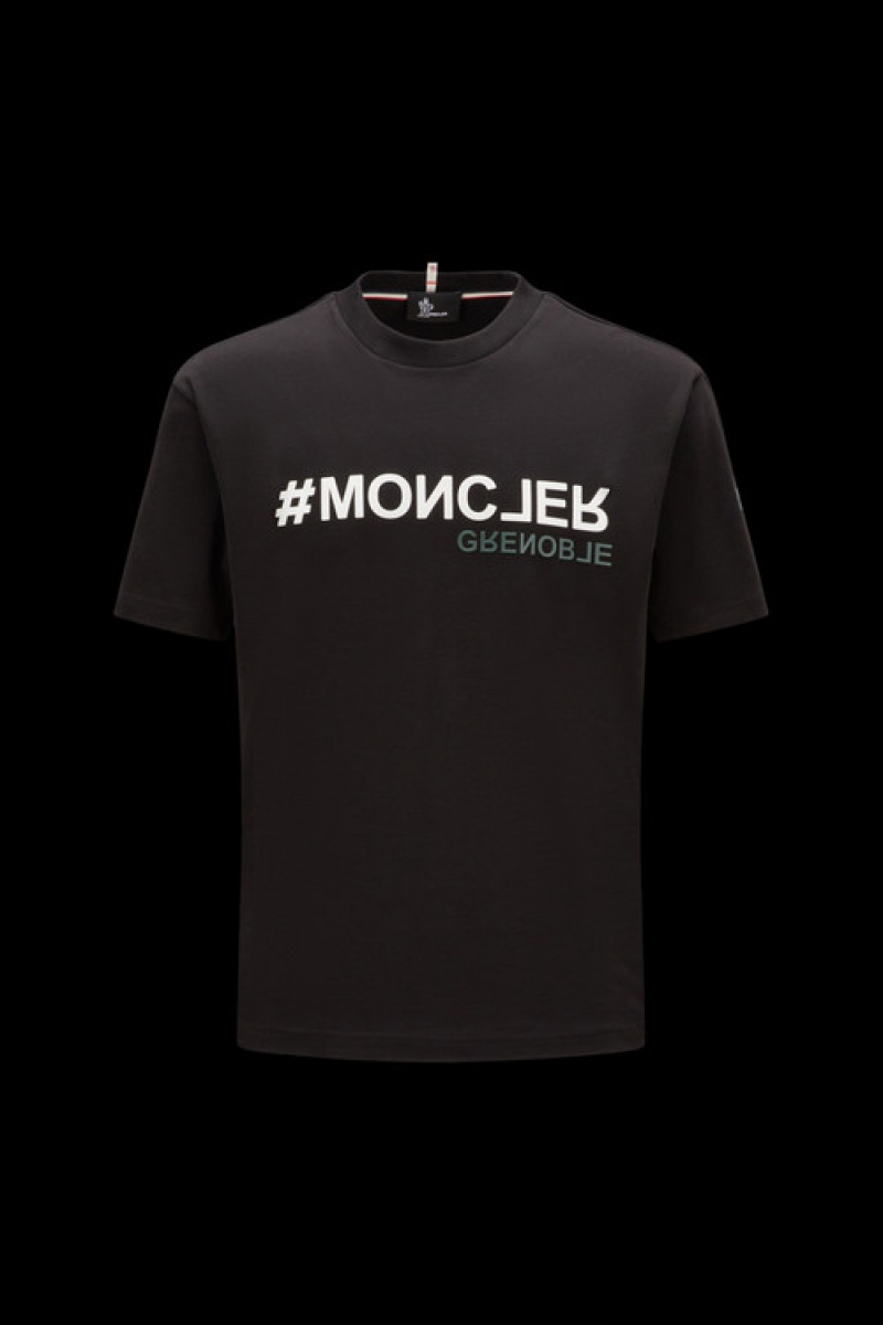 Camiseta Moncler Logo T Hombre Negros | PITV-40687