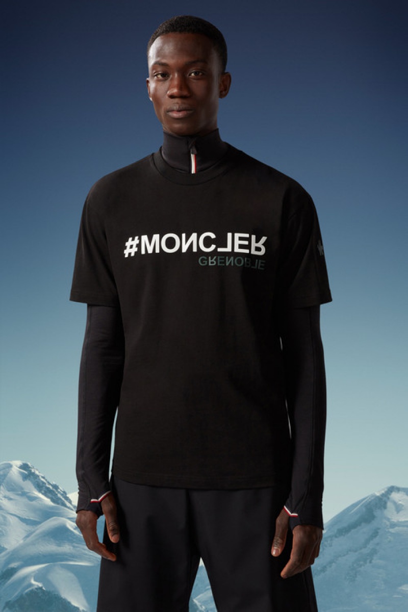 Camiseta Moncler Logo T Hombre Negros | PITV-40687