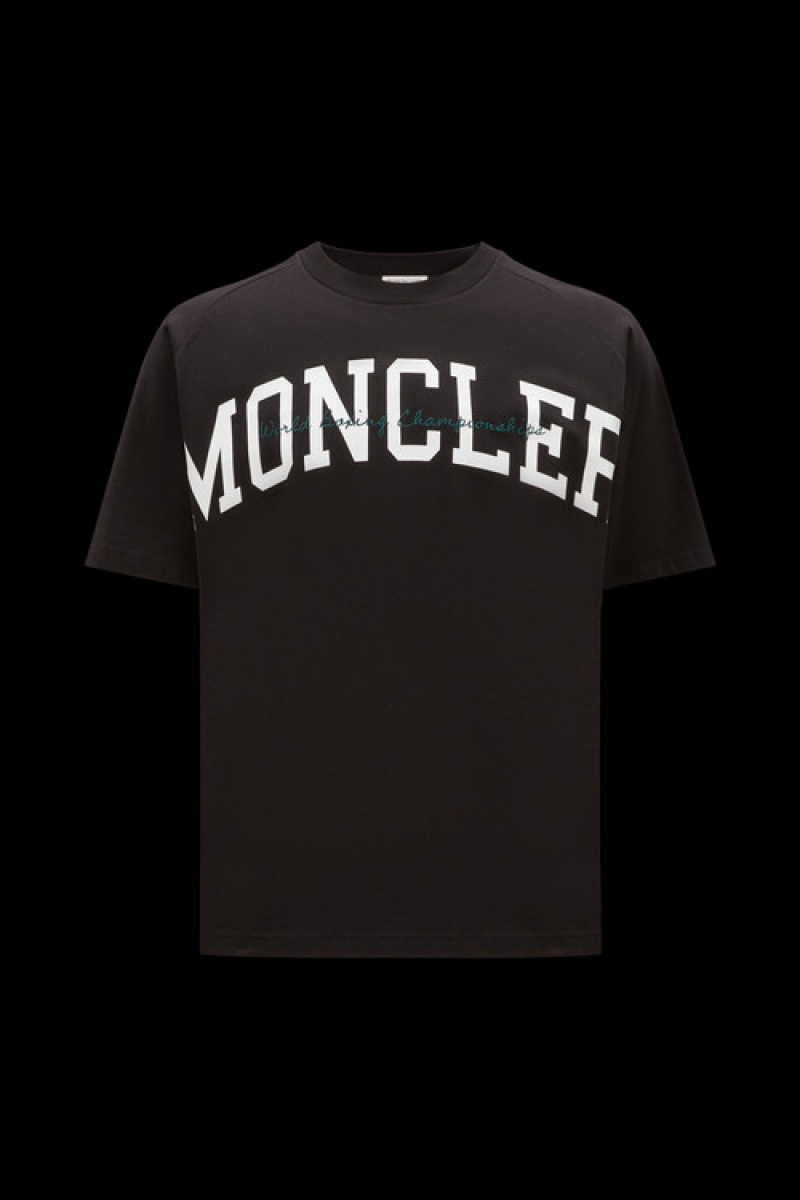 Camiseta Moncler Logo T Hombre Negros | RHMW-98762