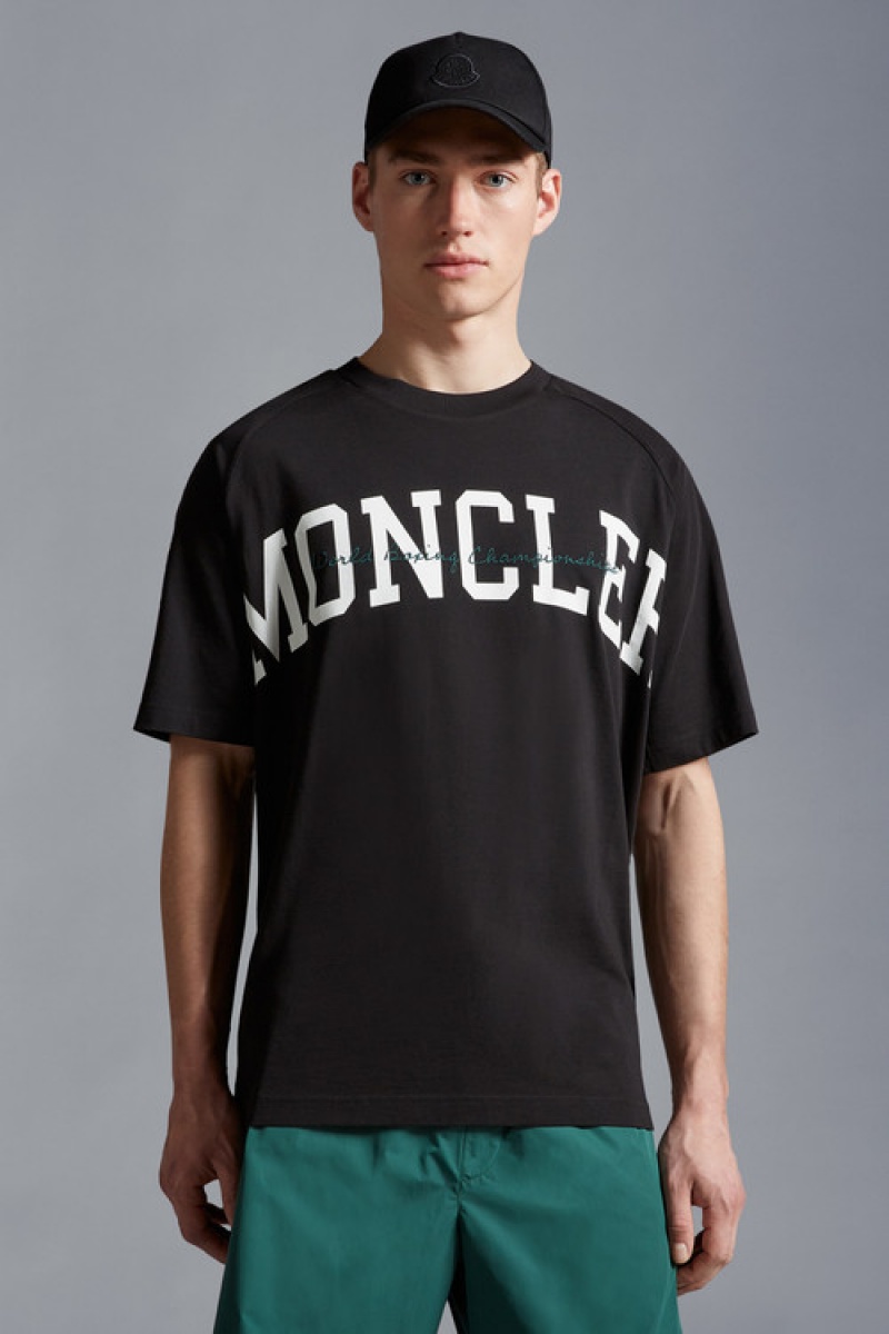 Camiseta Moncler Logo T Hombre Negros | RHMW-98762