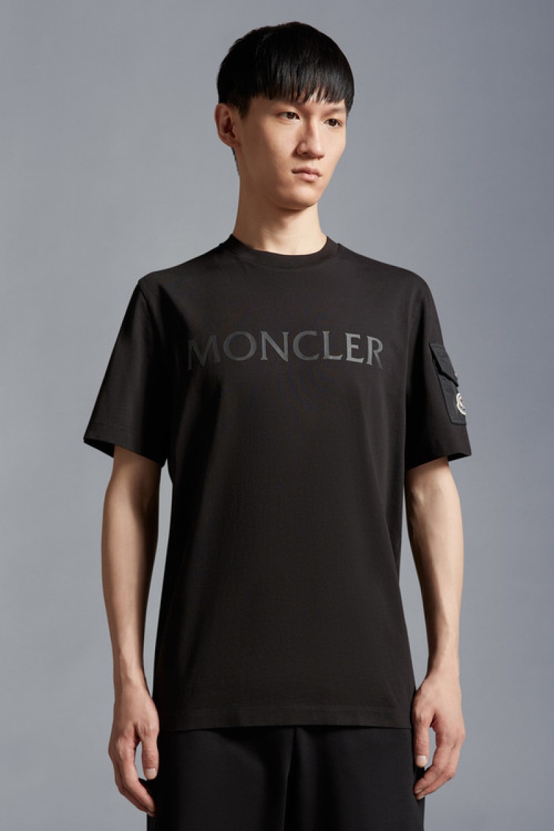 Camiseta Moncler Logo T Hombre Negros | SFWD-92457