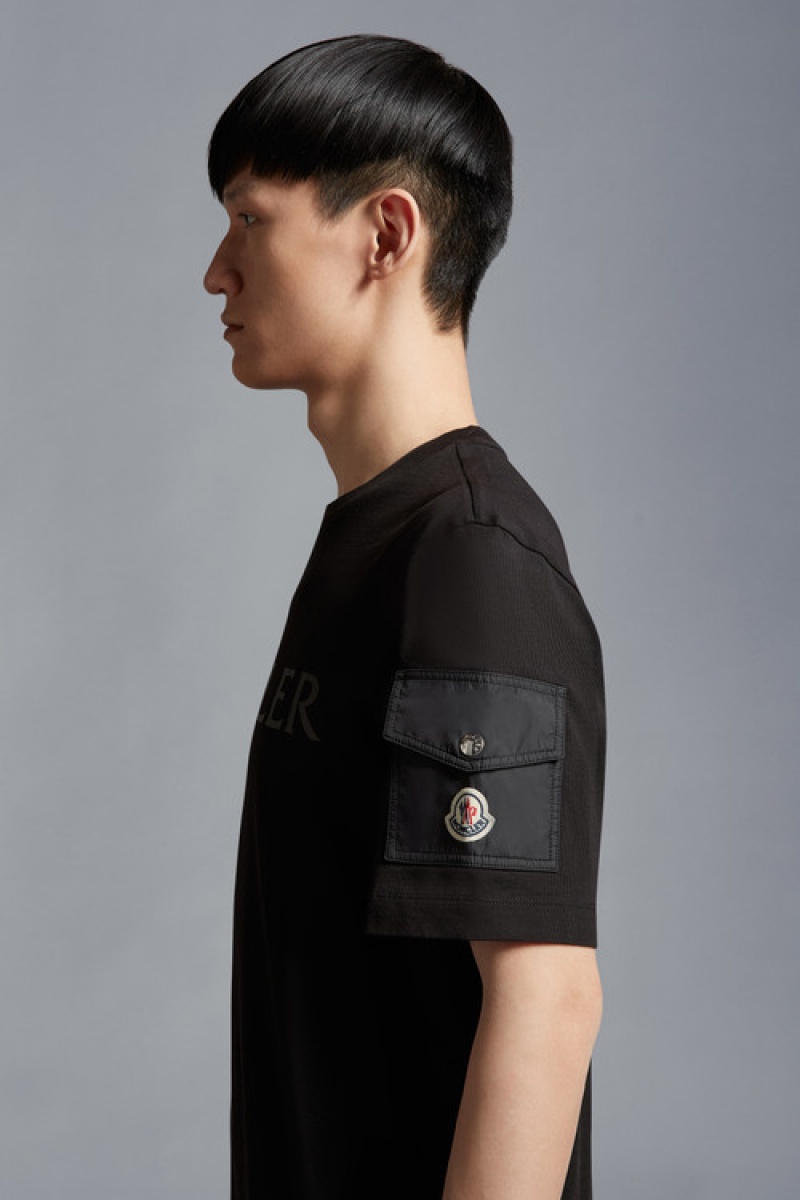 Camiseta Moncler Logo T Hombre Negros | SFWD-92457