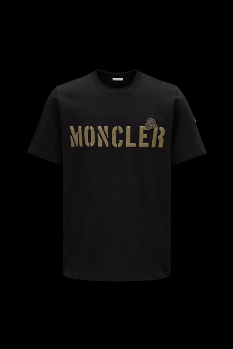 Camiseta Moncler Logo T Hombre Negros | XEZQ-81253