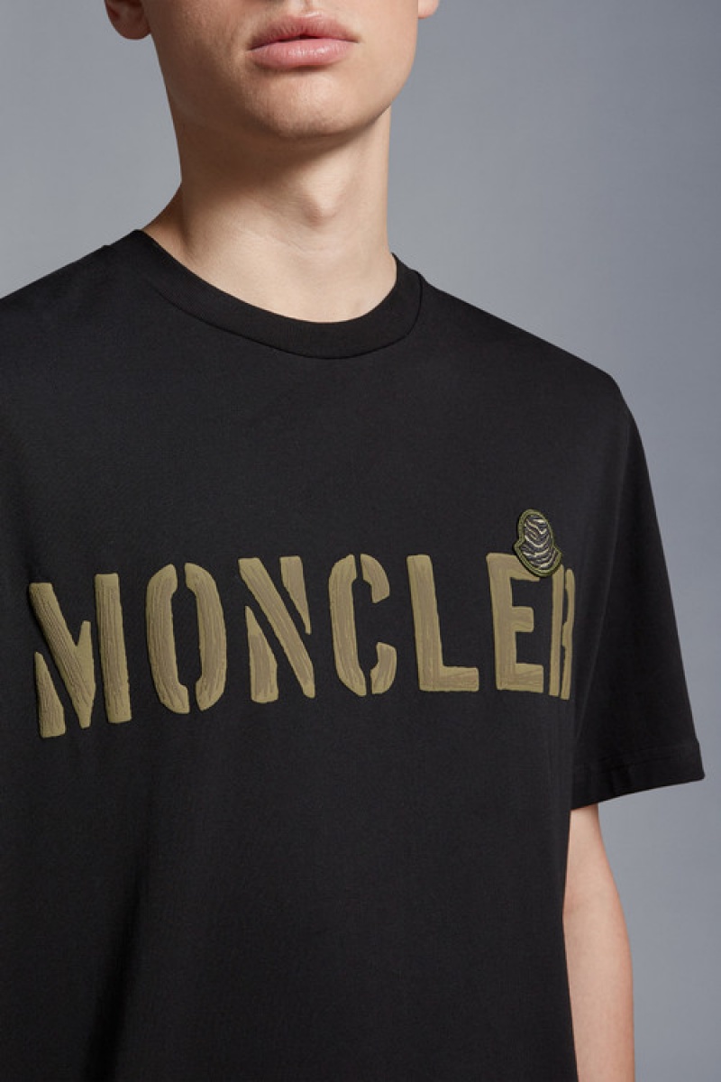 Camiseta Moncler Logo T Hombre Negros | XEZQ-81253