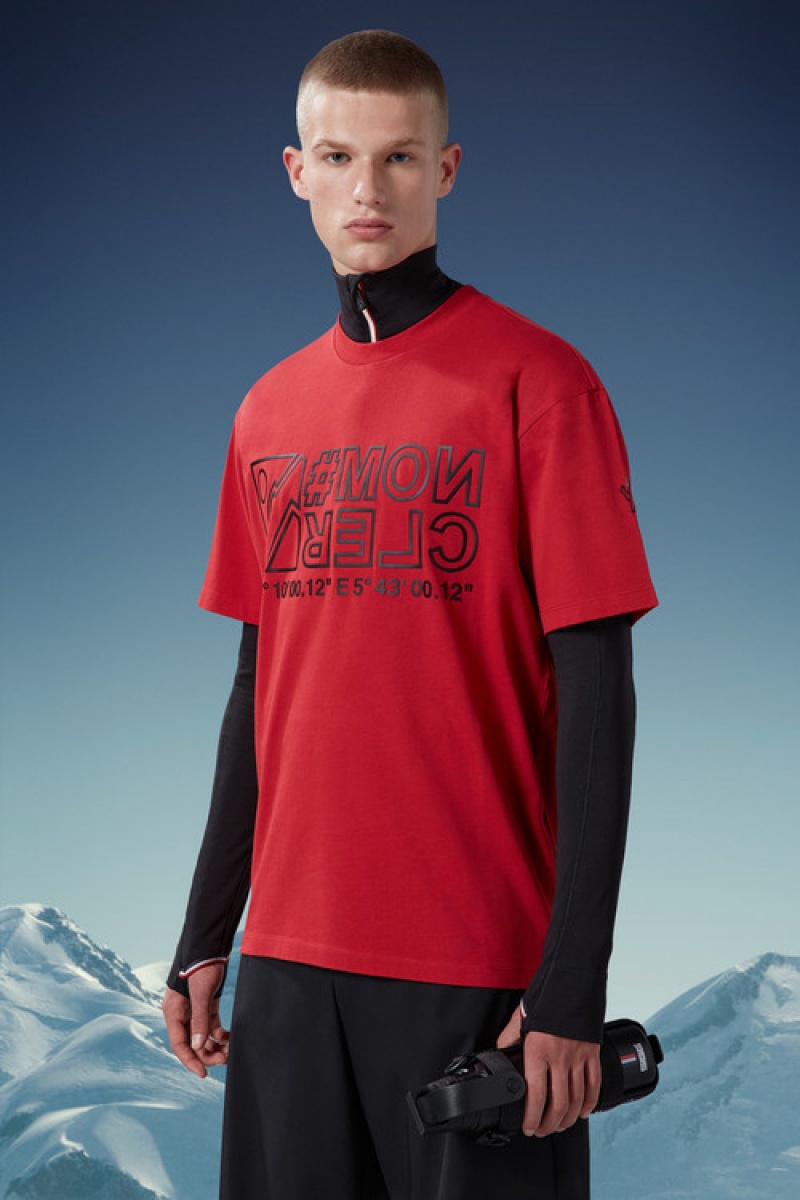 Camiseta Moncler Logo T Hombre Rojos Oscuro | XKPJ-02638