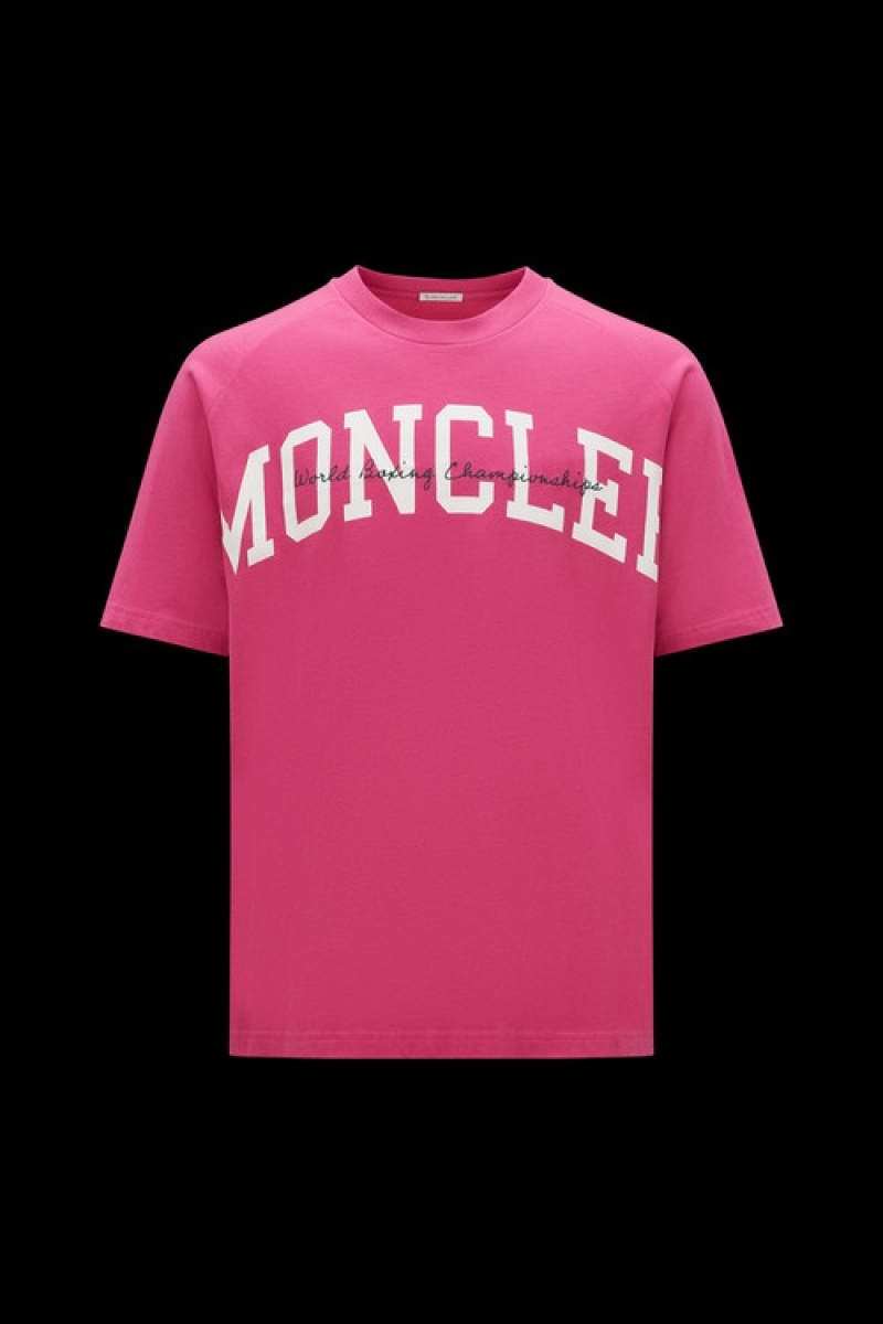 Camiseta Moncler Logo T Hombre Rosas Claro | FPXV-38274