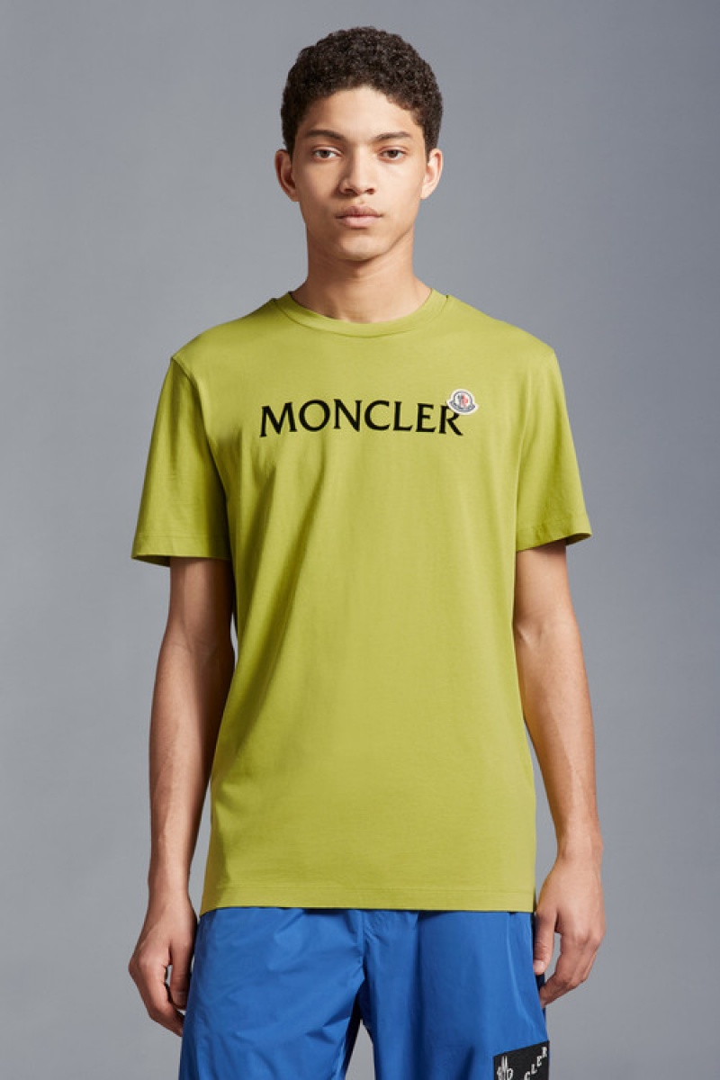 Camiseta Moncler Logo T Hombre Verdes Claro | NKCB-56820