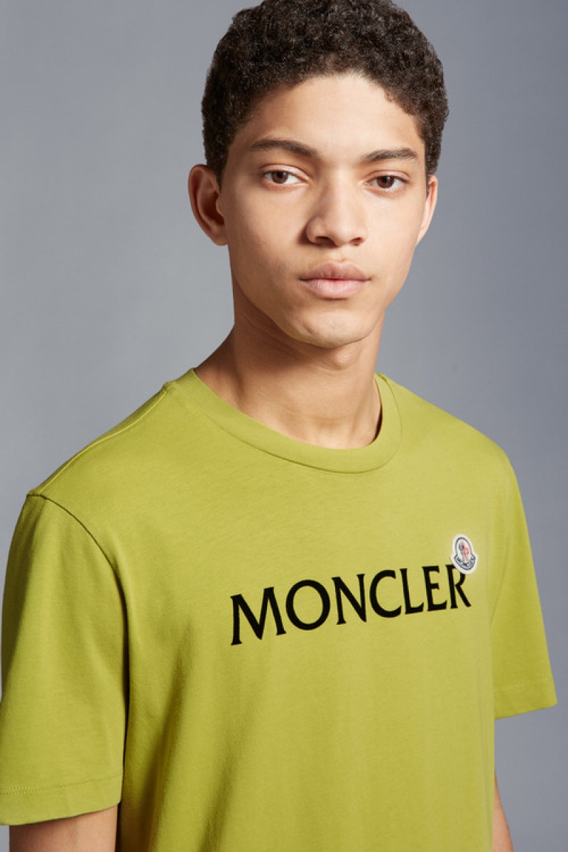 Camiseta Moncler Logo T Hombre Verdes Claro | NKCB-56820