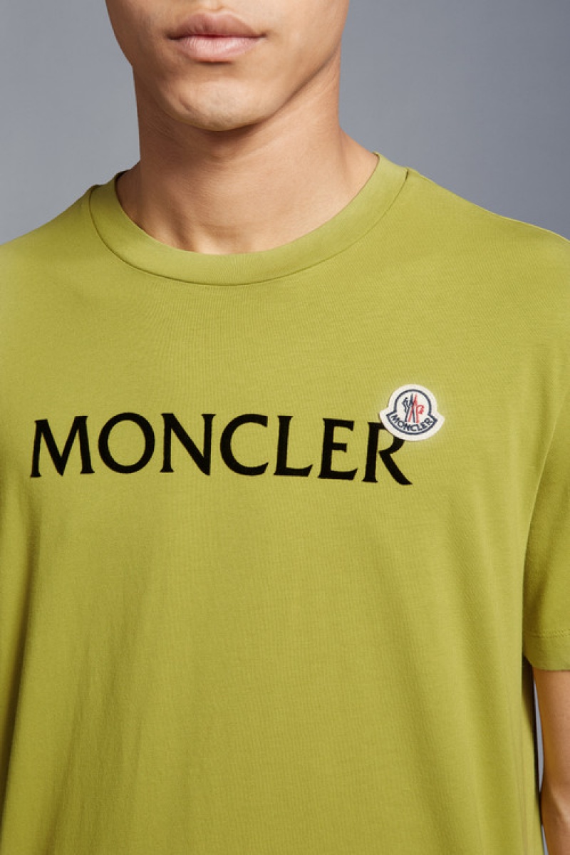 Camiseta Moncler Logo T Hombre Verdes Claro | NKCB-56820