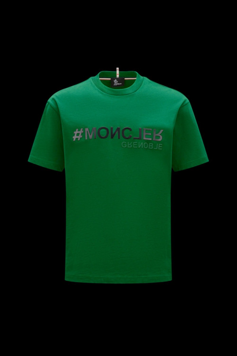 Camiseta Moncler Logo T Hombre Verdes Claro | GVSQ-94176