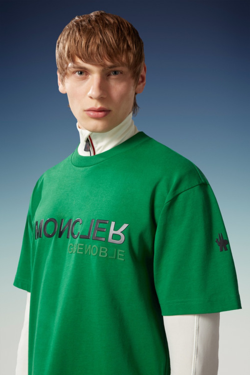 Camiseta Moncler Logo T Hombre Verdes Claro | GVSQ-94176