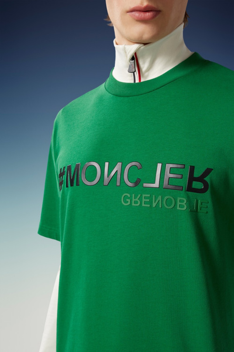 Camiseta Moncler Logo T Hombre Verdes Claro | GVSQ-94176