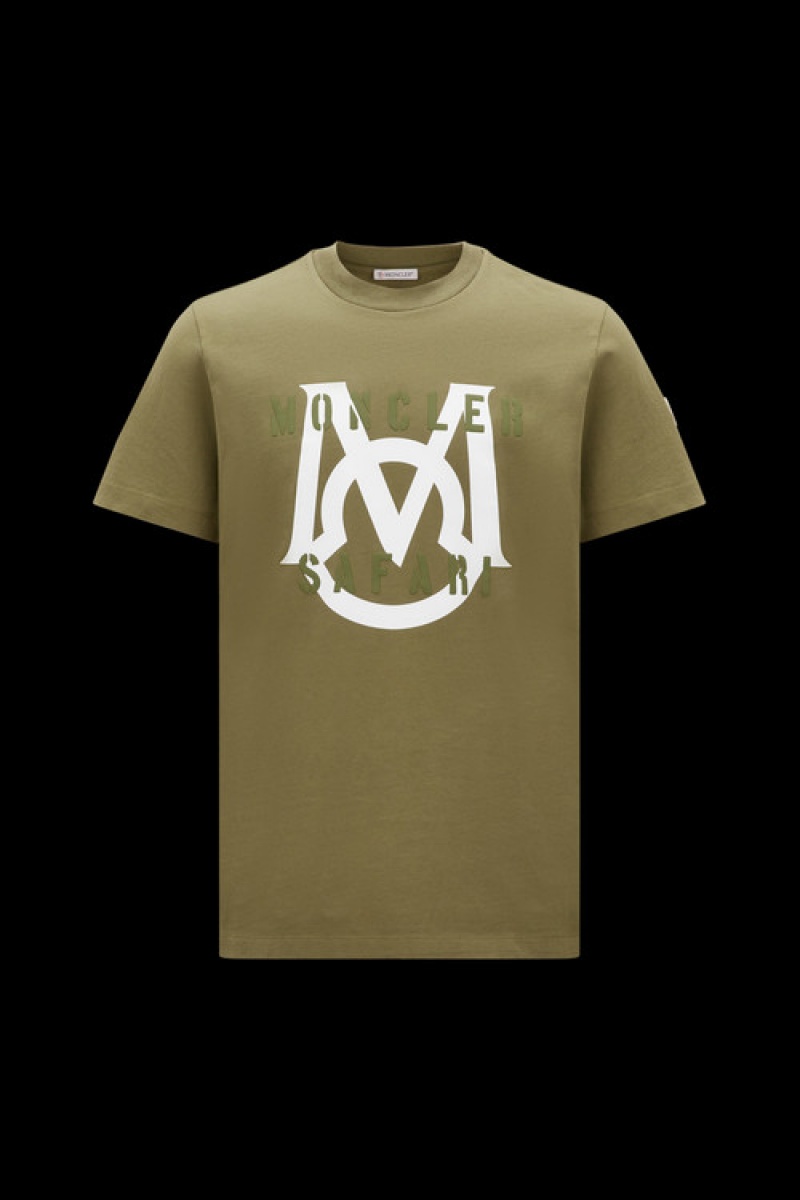 Camiseta Moncler Logo T Hombre Verdes Oscuro | UFTJ-21590